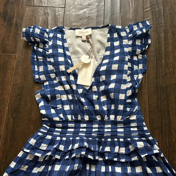 Cleobella Blue and White Gingham Mini Dress - Picture 2 of 3